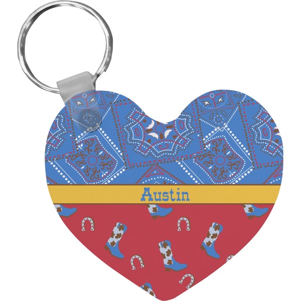 Custom Cowboy Heart Plastic Keychain w/ Name or Text