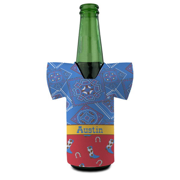 Cowboy Jersey Bottle Cooler - FRONT (on bottle)