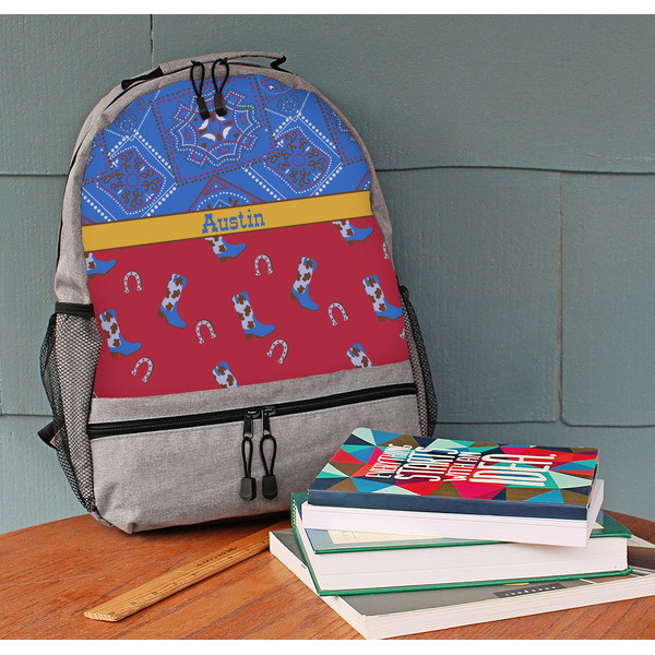 Cowboy Large Backpack - Gray - On Desk