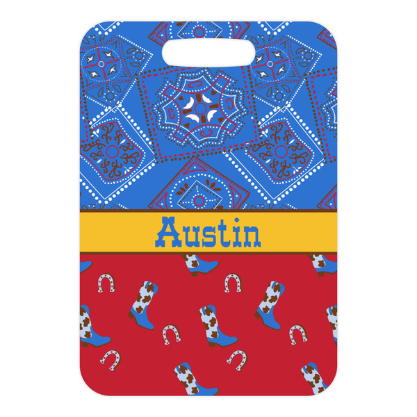 Cowboy Metal Luggage Tag - Front Without Strap