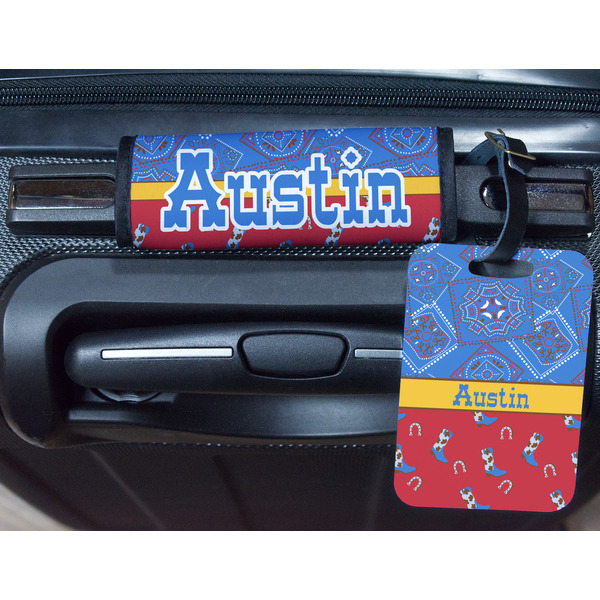 Cowboy Metal Luggage Tag & Handle Wrap - In Context
