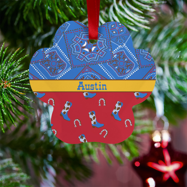 Cowboy Metal Paw Ornament - Lifestyle