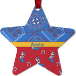 Cowboy Metal Star Ornament - Double Sided w/ Name or Text