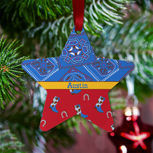 Cowboy Metal Star Ornament - Lifestyle