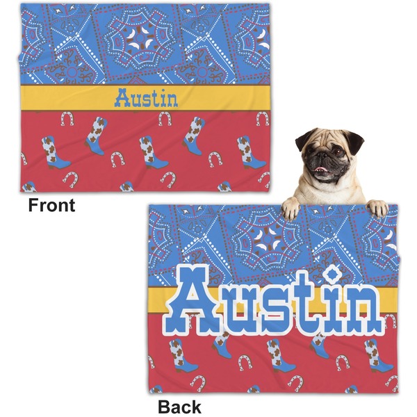 Cowboy Microfleece Dog Blanket - Regular - Front & Back