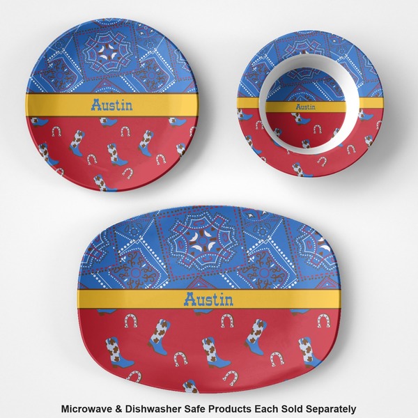 Cowboy Microwave & Dishwasher Safe CP Plastic Dishware - Group