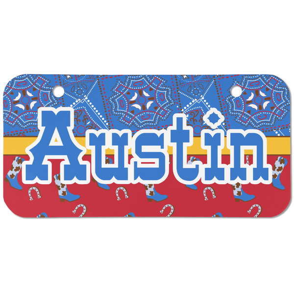 Custom Cowboy Mini/Bicycle License Plate (2 Holes) (Personalized)