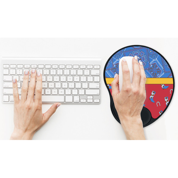 Cowboy Mouse Pad with Wrist Rest - LIFESYTLE 2 (in use)