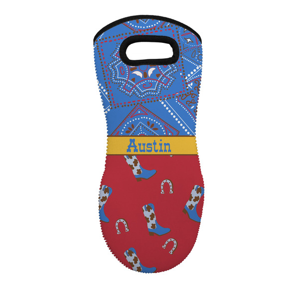 Custom Cowboy Neoprene Oven Mitt - Single w/ Name or Text