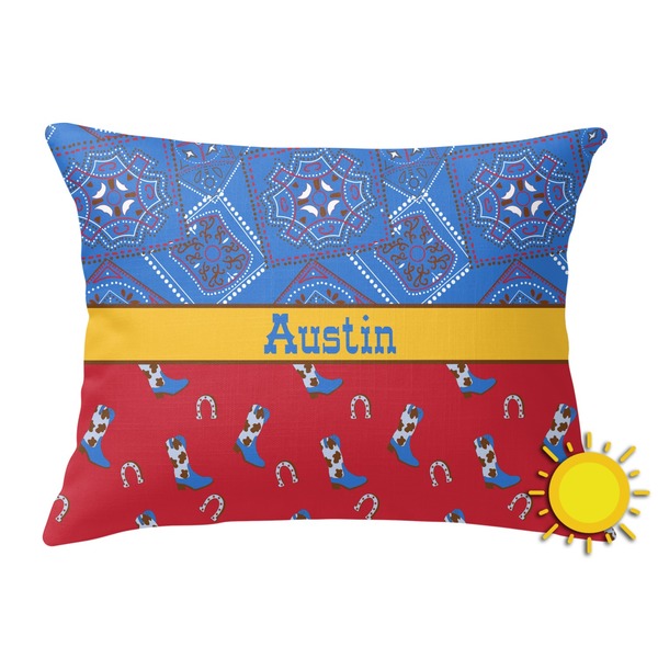 Custom Cowboy Outdoor Throw Pillow (Rectangular) (Personalized)