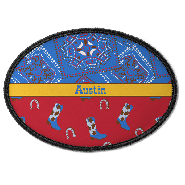 Custom Cowboy Iron On Oval Patch w/ Name or Text
