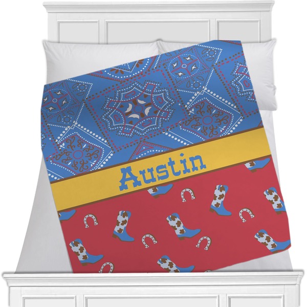 Custom Cowboy Minky Blanket - Toddler / Throw - 60"x50" - Double Sided (Personalized)