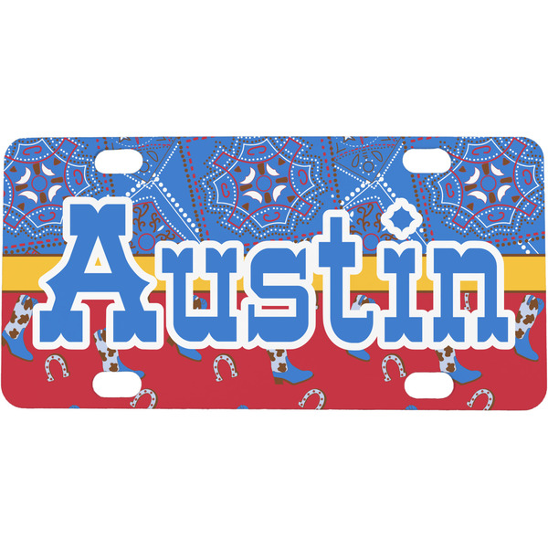 Custom Cowboy Mini / Bicycle License Plate (4 Holes) (Personalized)