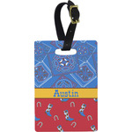 Cowboy Plastic Luggage Tag - Rectangular w/ Name or Text