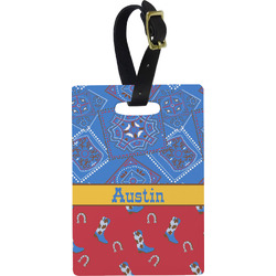 Cowboy Plastic Luggage Tag - Rectangular w/ Name or Text