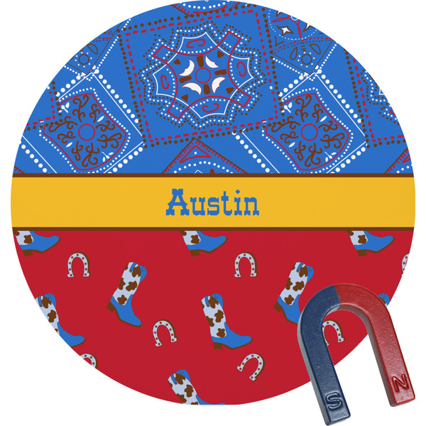 Custom Cowboy Round Fridge Magnet (Personalized)