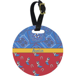 Cowboy Plastic Luggage Tag - Round (Personalized)