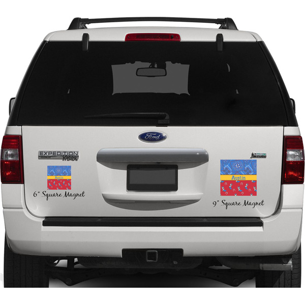 Cowboy Personalized Square Car Magnets on Ford Explorer