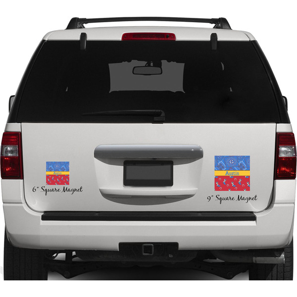 Cowboy Personalized Square Car Magnets on Ford Explorer