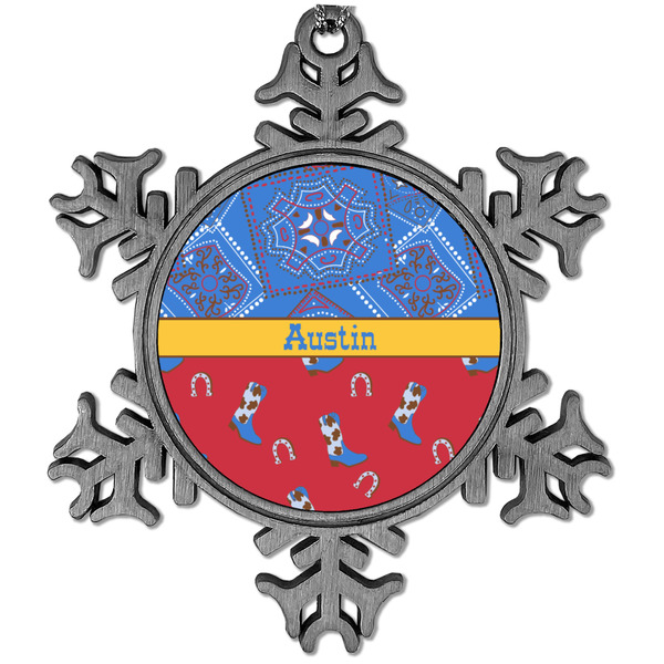 Custom Cowboy Vintage Snowflake Ornament (Personalized)