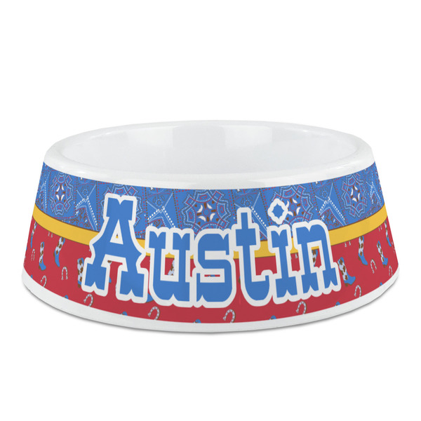 Custom Cowboy Plastic Dog Bowl - Medium (Personalized)
