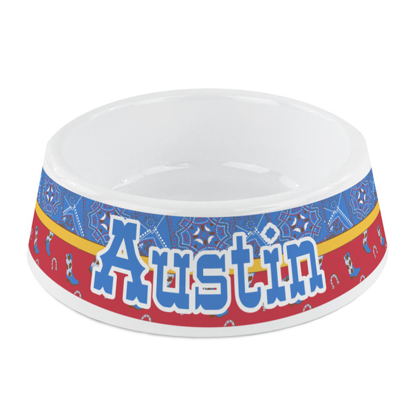 Custom Cowboy Plastic Dog Bowl - Small (Personalized)
