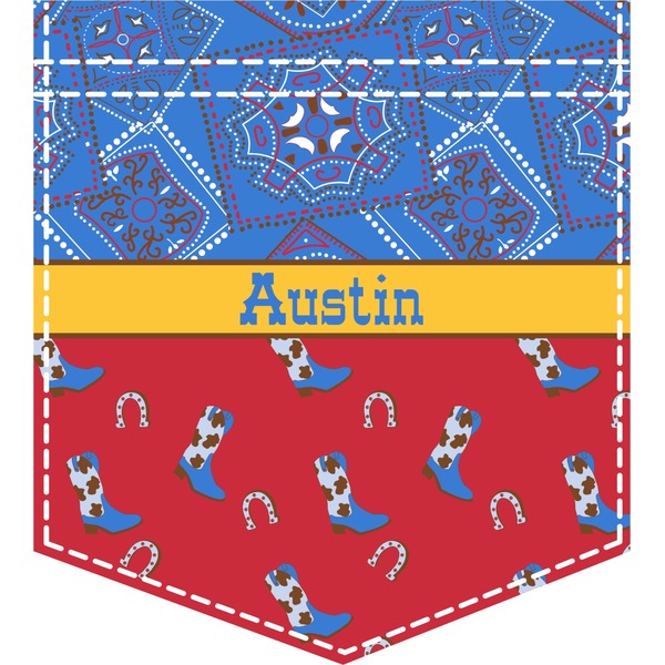 Custom Cowboy Iron On Faux Pocket (Personalized)