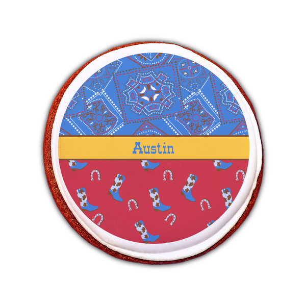 Cowboy Printed Icing Circle - Small - On Cookie