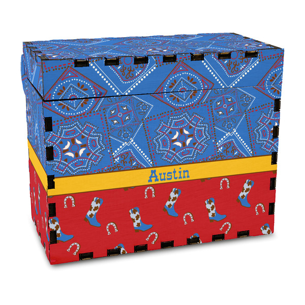 Custom Cowboy Wood Recipe Box - Full Color Print (Personalized)