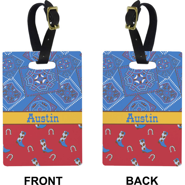 Cowboy Rectangle Luggage Tag (Front + Back)