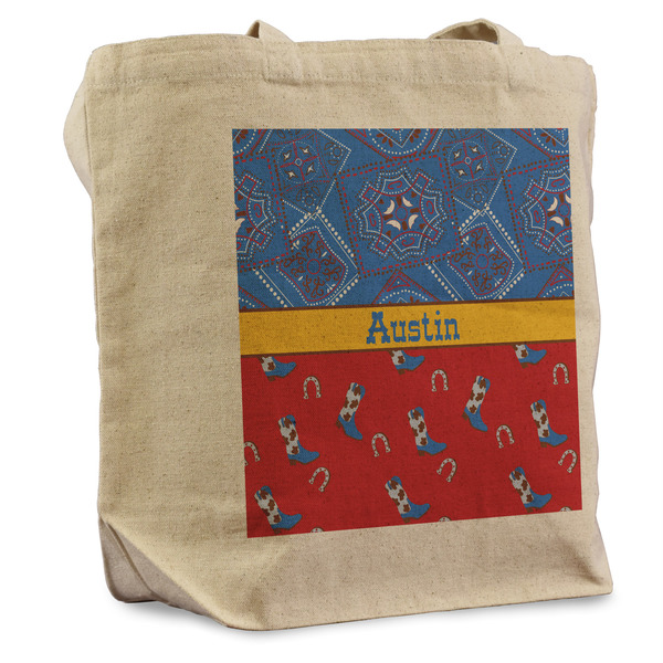 Custom Cowboy Reusable Cotton Grocery Bag - Single (Personalized)