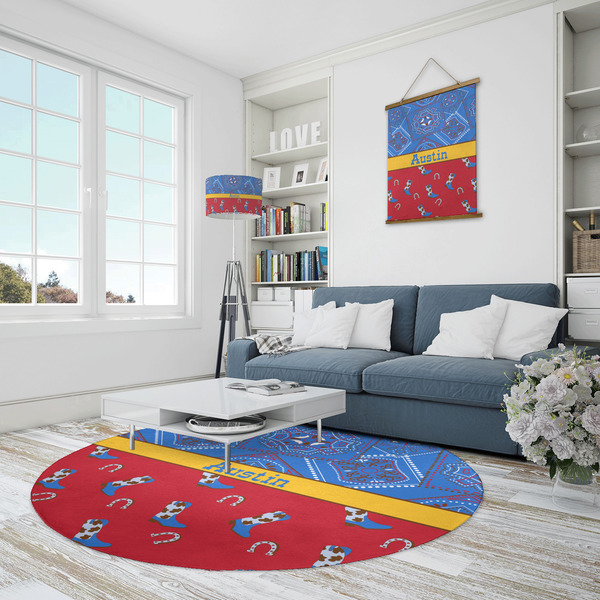 Cowboy Round Area Rug - IN CONTEXT