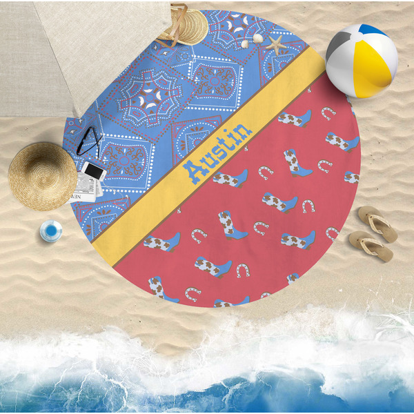 Cowboy Round Beach Towel Lifestyle