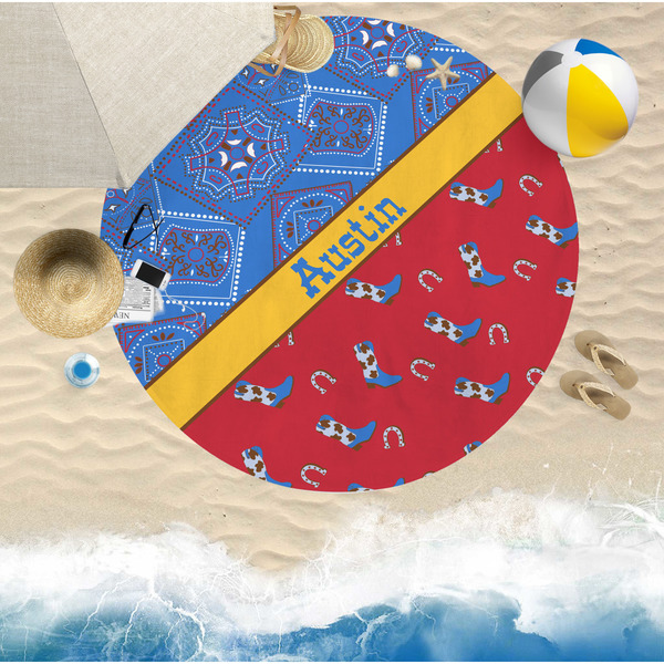Cowboy Round Beach Towel Lifestyle
