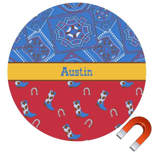 Custom Cowboy Round Car Magnet - 6" (Personalized)