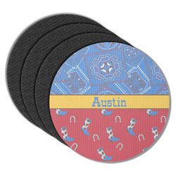 Cowboy Round Rubber Backed Coasters - Set of 4 (Personalized)