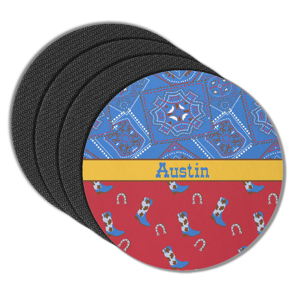 Custom Cowboy Round Rubber Backed Coasters - Set of 4 (Personalized)