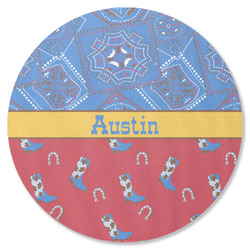 Cowboy Round Rubber Backed Coaster (Personalized)