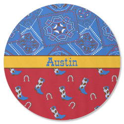 Cowboy Round Rubber Backed Coaster (Personalized)