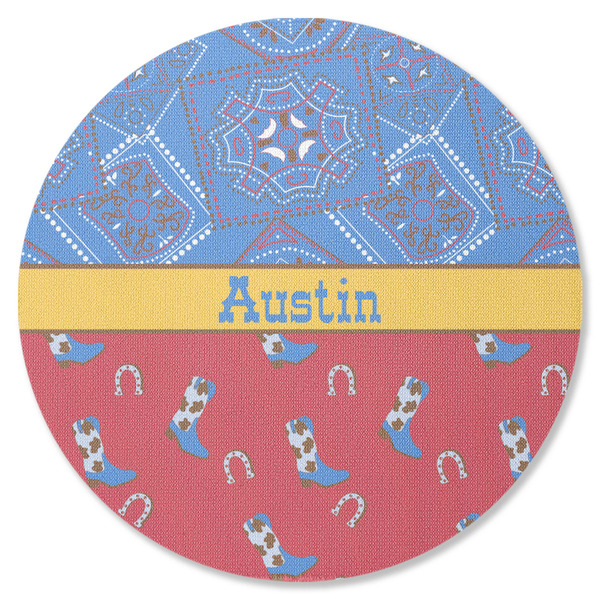 Custom Cowboy Round Rubber Backed Coaster (Personalized)