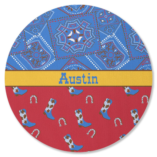 Custom Cowboy Round Rubber Backed Coaster (Personalized)