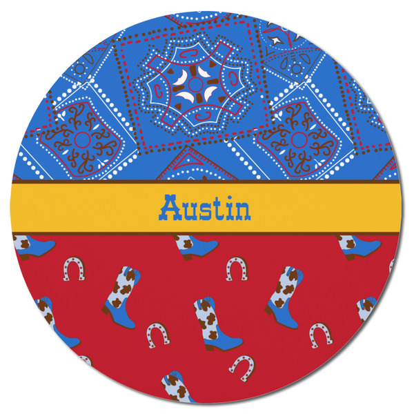 Cowboy Round Fridge Magnet - FRONT