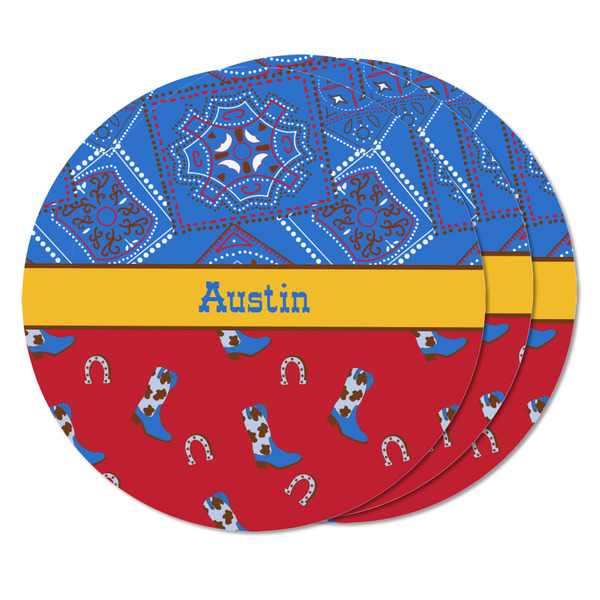 Cowboy Round Fridge Magnet - THREE