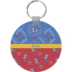 Cowboy Round Plastic Keychain (Personalized)