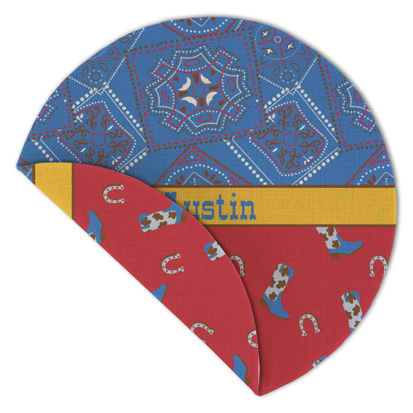 Cowboy Round Linen Placemats - Front (folded corner double sided)