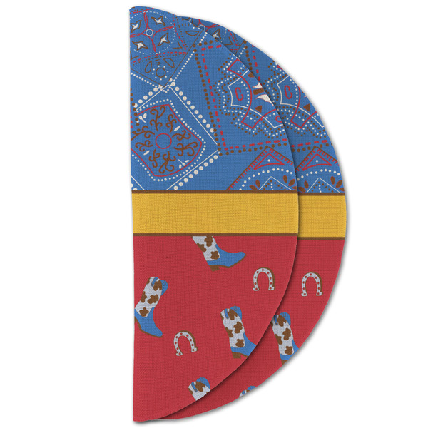 Cowboy Round Linen Placemats - HALF FOLDED (double sided)