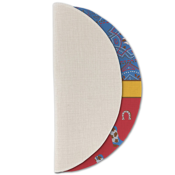 Cowboy Round Linen Placemats - HALF FOLDED (single sided)