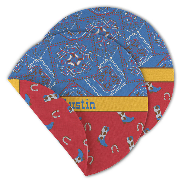 Cowboy Round Linen Placemats - MAIN (Double-Sided)