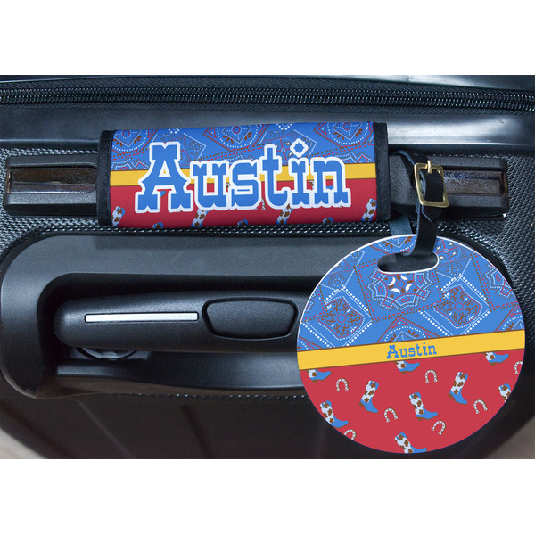 Cowboy Round Luggage Tag & Handle Wrap - In Context