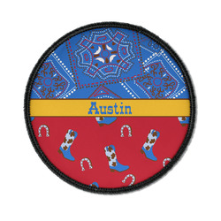 Cowboy Iron On Round Patch w/ Name or Text